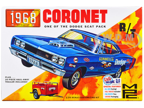 Skill 2 Model Kit 1968 Dodge Coronet Hardtop with Trailer 1/25 Scale Model MPC MPC975