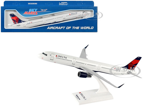 Airbus A321 Commercial Aircraft Delta Air Lines N301DN White with Red and Blue Tail Snap Fit 1/150 Plastic Model Skymarks SKR878