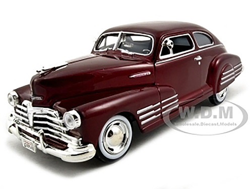 1948 Chevrolet Aerosedan Fleetline Dark Red Metallic 1/24 Diecast Model Car Motormax 73266