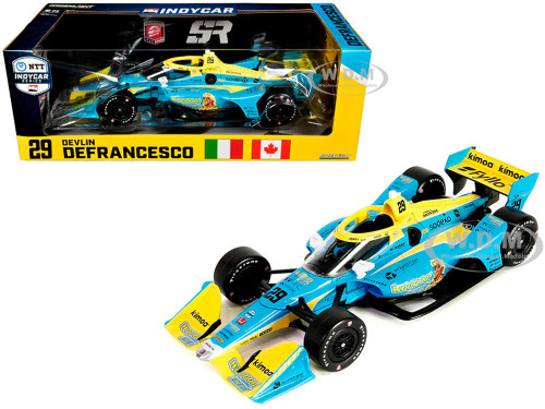 Dallara IndyCar #29 Devlin DeFrancesco WOOOOO Energy Andretti Steinbrenner Autosport Road Course Configuration NTT IndyCar Series 2023 1/18 Diecast Model Car Greenlight 11229