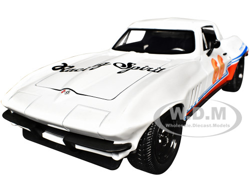 1966 Chevrolet Corvette #66 Racing Spirit White with Graphics Bigtime Muscle Series 1/24 Diecast Model Car Jada 35205