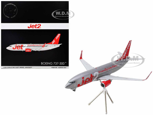 Boeing 737 300 Commercial Aircraft Jet2 G GDFG Gray Metallic with Red Tail Gemini 200 Series 1/200 Diecast Model Airplane GeminiJets G2EXS1264