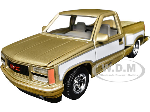 1992 GMC Sierra GT Pickup Truck Gold Metallic with White Sides American Classics Series 1/24 Diecast Model Car Motormax 73204GLD