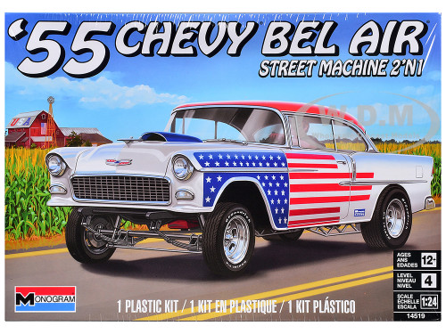 Level 4 Model Kit 1955 Chevrolet Bel Air Street Machine 2-in-1 Kit 1/24 Scale Model Revell 14519
