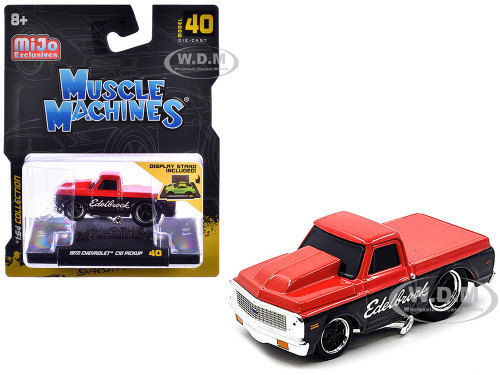 1972 Chevrolet C 10 Pickup Truck Red and Black Edelbrock 1/64 Diecast Model Car Muscle Machines 15567RD