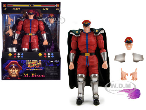 M Bison 6 Moveable Figure with Accessories and Alternate Head and Hands Ultra Street Fighter II The Final Challengers 2017 Video Game Model Jada 34219
