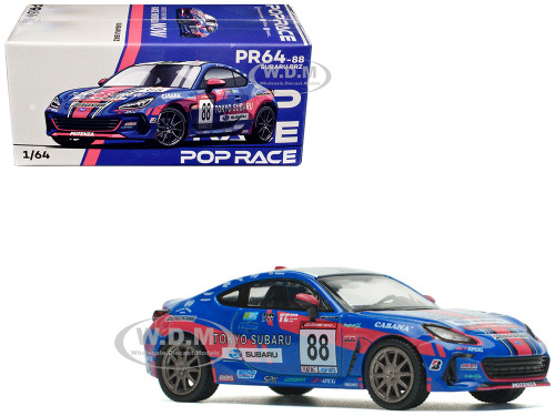 Subaru BRZ #88 Blue with Graphics Tokyo Subaru Racing 1/64 Diecast Model Car Pop Race PR640088