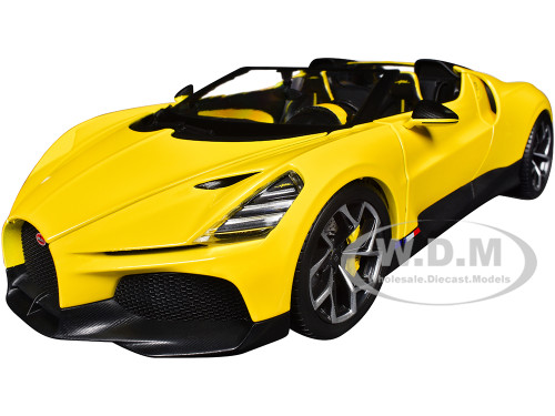 Bugatti Mistral Yellow with Carbon Accents 1/18 Diecast Model Car Bburago 11051YL