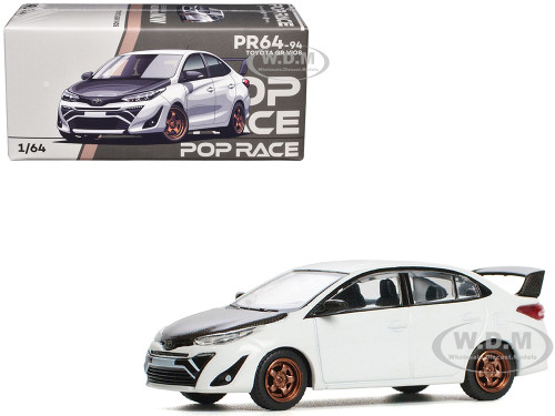 Toyota GR Vios White with Carbon Hood 1/64 Diecast Model Car Pop Race PR640094