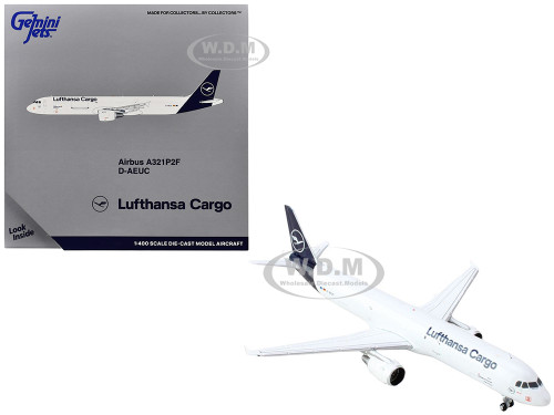 Airbus A321P2F Commercial Aircraft Lufthansa Cargo D AEUC White with Blue Tail 1/400 Diecast Model Airplane GeminiJets GJ2135