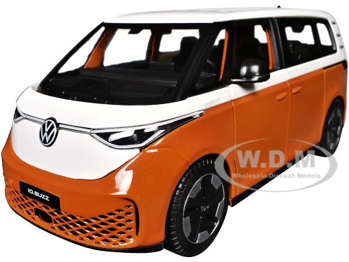 2023 Volkswagen ID Buzz Van Orange and White Special Edition Series 1/24 Diecast Model Car Maisto 32914OR