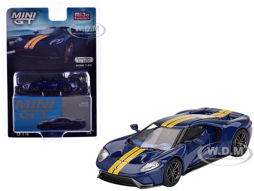 Ford GT Sunoco Blue with Yellow Stripes Limited Edition to 3600 pieces Worldwide 1/64 Diecast Model Car Mini GT MGT00614