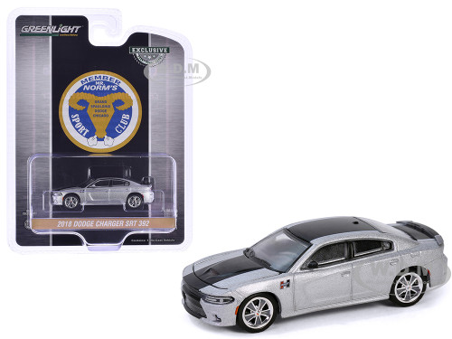 2018 Dodge Charger SRT 392 Silver Metallic with Black Stripe Mr Norm Heritage GSS Charger Hobby Exclusive Series 1/64 Diecast Model Car Greenlight GL30506