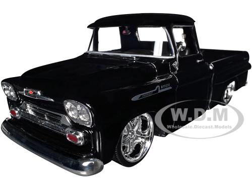 1958 Chevrolet Apache Fleetside Pickup Black Maxx Design American Classics Series 1/24 Diecast Model Car Motormax 79311MXBK