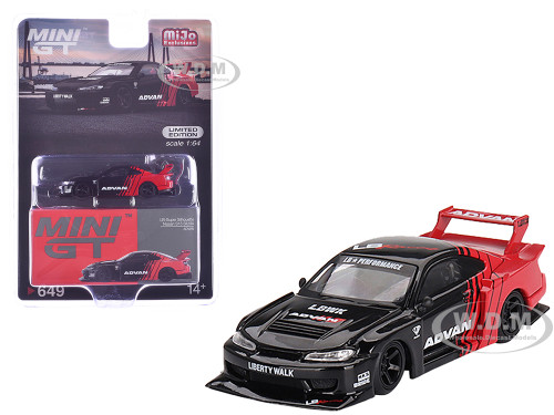 Nissan LB Super Silhouette S15 SILVIA RHD Right Hand Drive Red and Black ADVAN Limited Edition 1/64 Diecast Model Car Mini GT MGT00649