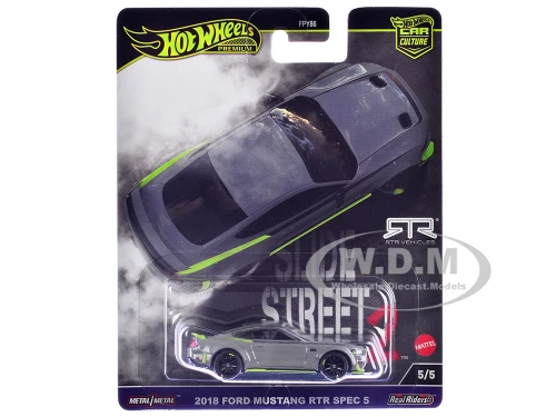2018 Ford Mustang RTR Spec 5 Gray Slide Street 2 Series Diecast Model Car Hot Wheels HKC85