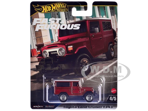 Toyota Land Cruiser FJ43 Red with White Top The Fate of the Furious 2017 Movie Fast & Furious Series Diecast Model Car by Hot Wheels HRT96