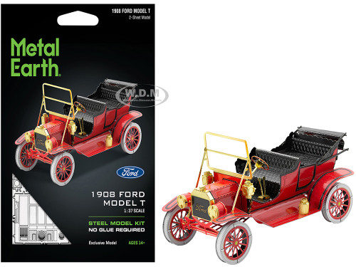 Model Kit 1908 Ford Model T Red Moderate Difficulty Steel Model Metal Earth MMS051C