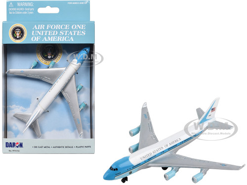 Air Force One Aircraft United States of America White with Blue Stripes Diecast Model Airplane Daron RT5734