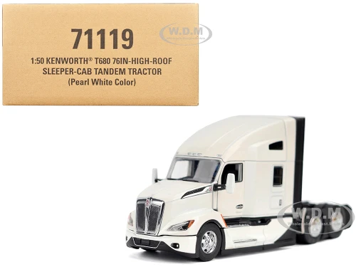 Kenworth T680 Truck Tractor Pearl White Transport Series 1/50 Diecast Model Diecast Masters 71119