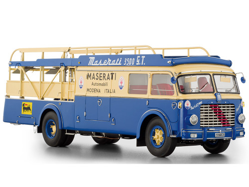 Fiat 642 RN2 Bartoletti Car Transporter Maserati Racing Blue and Cream 1/18 Diecast Model Car CMC M-097