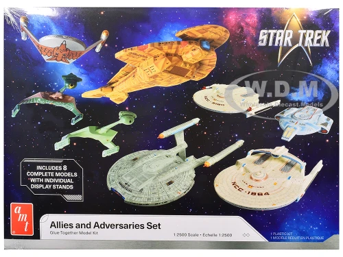 Skill 2 Model Kit Allies and Adversaries Space Ship Set Star Trek Franchise 1/2500 Scale Model AMT AMT1443