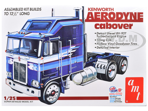 Skill 3 Model Kit Kenworth Aerodyne Cabover Truck Tractor 1/25 Scale Model AMT AMT1463