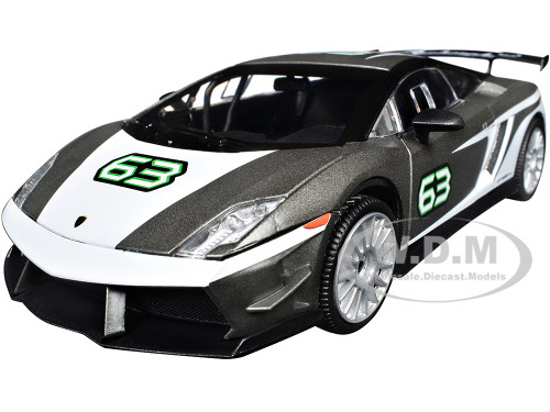Lamborghini Gallardo LP 560 4 Super Trofeo #63 Gray Metallic and White GT Racing Series 1/24 Diecast Model Car Motormax 73793