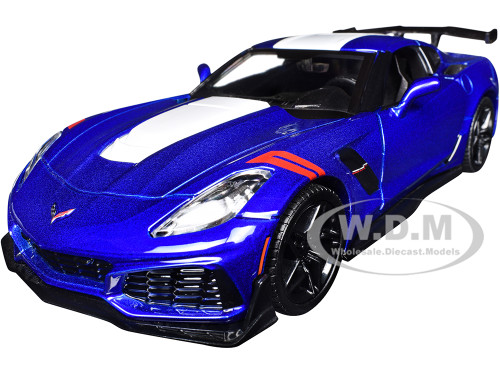 2019 Chevrolet Corvette ZR1 Blue Metallic and White Timeless Legends Series 1/24 Diecast Model Car Motormax 79356bl