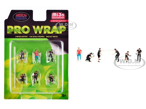 Pro Wrap 6 piece Diecast Figure Set 6 Figures Limited Edition for 1/64 Scale Models American Diorama AD-2413MJ