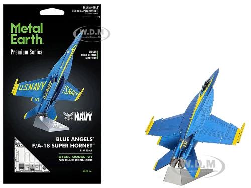 Model Kit Boeing F A 18 Super Hornet Fighter Aircraft Blue Angels #5 United States Navy Challenging Difficulty teel Model Metal Earth ICX212