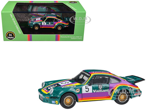 1975 Porsche 911 Carrera RSR 3 0 #5 Kremer Racing Vaillant Green with Stripes 1/64 Diecast Model Car Paragon Models PA-55792