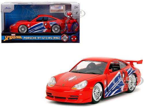Porsche 911 GT3 RS 996 Red with Graphics Marvel s Spider Man 1/32 Diecast Model Car Jada 36068