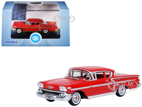 1958 Chevrolet Impala Sports Coupe Rio Red 1/87 (HO) Scale Diecast Model Car Oxford Diecast 87CIS58003
