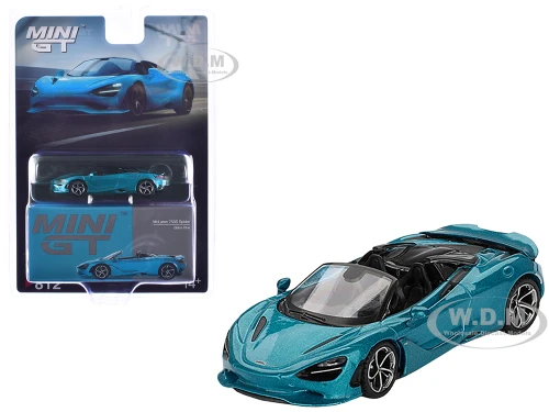 McLaren 750S Spider Belize Blue Metallic Limited Edition 1/64 Diecast Model Car Mini GT MGT00812
