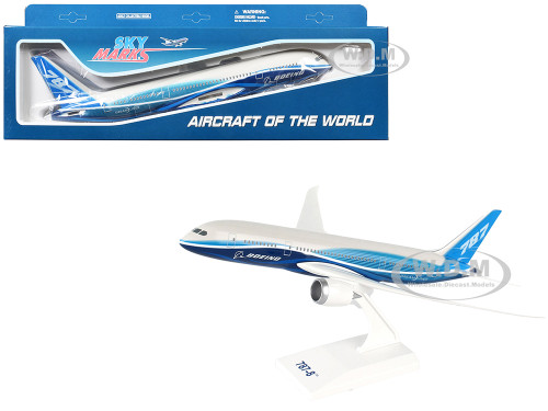 Boeing 787-8 Dreamliner Commercial Aircraft Boeing House Colors White and Blue Snap Fit 1/200 Plastic Model Skymarks SKR187
