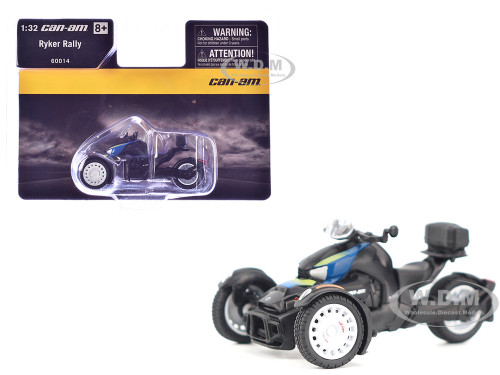 Can Am Ryker Rally 3 Wheel Motorcycle Galactic Blue and Black 1/32 Diecast Model BRP Models 60014