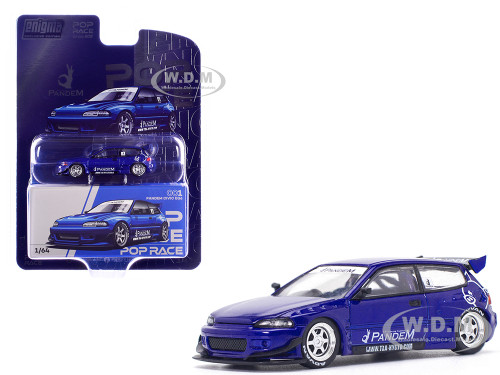 Pandem Civic EG6 RHD Right Hand Drive Blue Metallic Enigma Exclusive Edition 1/64 Diecast Model Car Pop Race PR64-PRE001