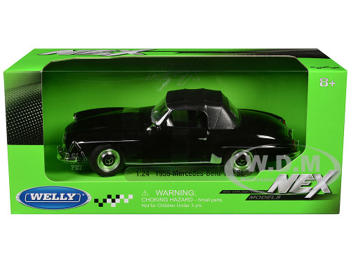 1955 Mercedes Benz 190 SL Closed Roof Black NEX Models Series 1/24 Diecast Model Car Welly 24118HW-BK