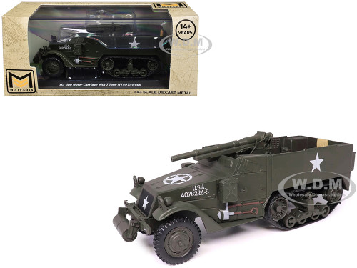 M3 Gun Motor Carriage with 75mm M1897A4 Gun Olive Drab United States Army 1/43 Diecast Model Militaria Die Cast 24215-41