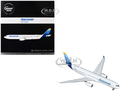 Airbus A330 300 Commercial Aircraft Discover Airlines D AIKK White with Blue Tail Gemini 200 Series 1/200 Diecast Model Airplane GeminiJets G2OCN1300