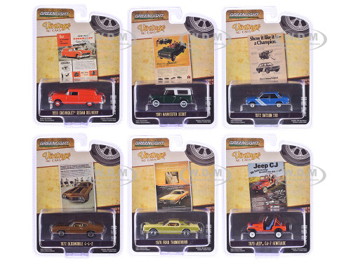 Vintage Ad Cars Series 11 Set of 6 pieces 1/64 Diecast Model Cars Greenlight 39150SET