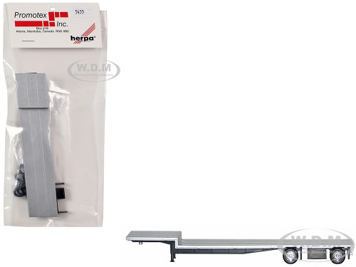 48ft SpreadAxle Drop Deck Trailer with Chrome Wheels and Silver Top 1/87 (HO) Plastic Model Promotex 005455S