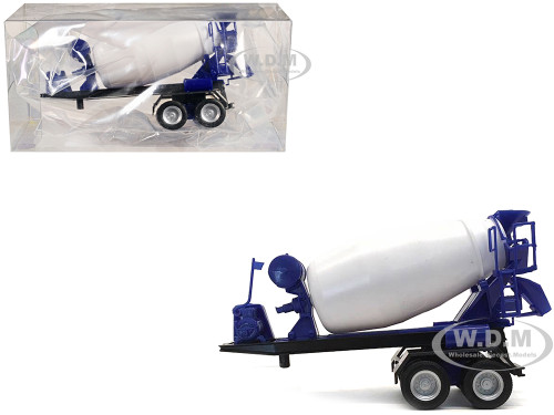 2 Axle Cement Mixer Trailer White and Blue 1/87 (HO) Plastic Model Promotex 005492W