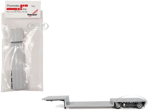 Spread Axle Double Drop Flatbed Trailer Silver Top 1/87 (HO) Plastic Model Promotex 005363S