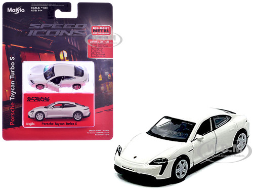 Porsche Taycan Turbo S White Speed Icons Series 1/64 Diecast Model Car Maisto 15700-24H