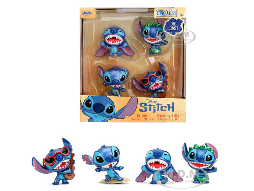 Set of 4 Diecast Figures Disney s Stitch Metalfigs Series Diecast Models Jada 36205