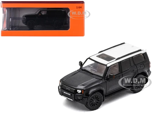 Toyota Land Cruiser Prado 250 Black with White Top 1/64 Diecast Model Car GCD KS-075-420