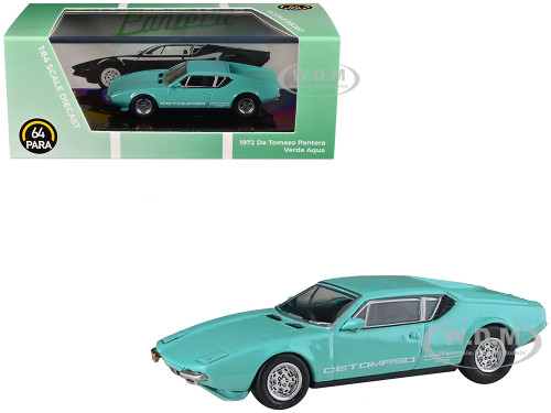 1972 De Tomaso Pantera Verde Aqua 1/64 Diecast Model Car Paragon Models PA-55645