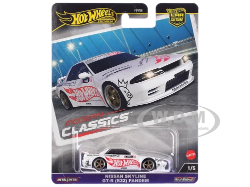 Nissan Skyline GT R R32 Pandem White with Hot Wheels Logo Modern Classics Series Diecast Model Car Hot Wheels HRV68